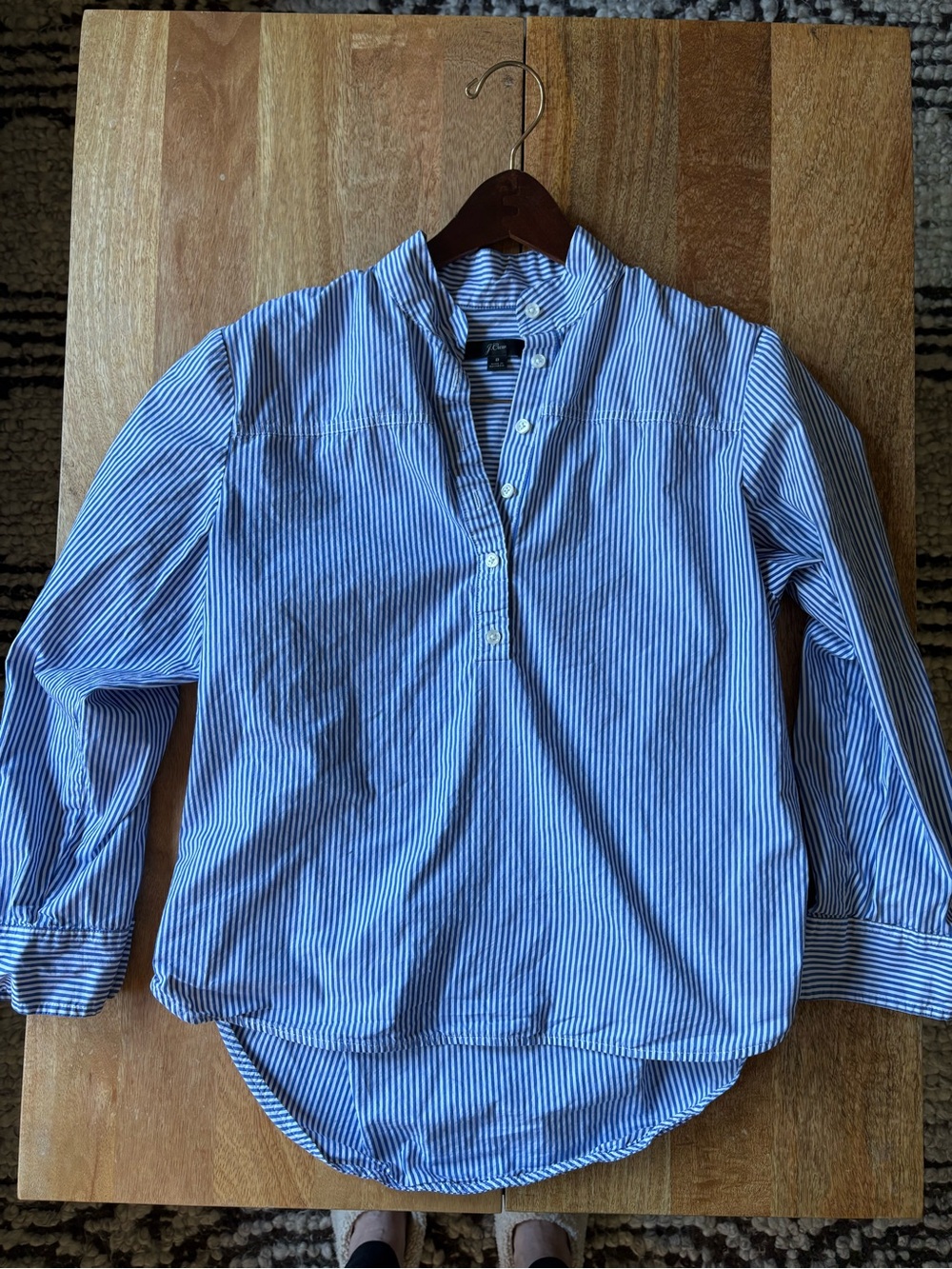 J. Crew Blue and White Striped Button-Down Shirt